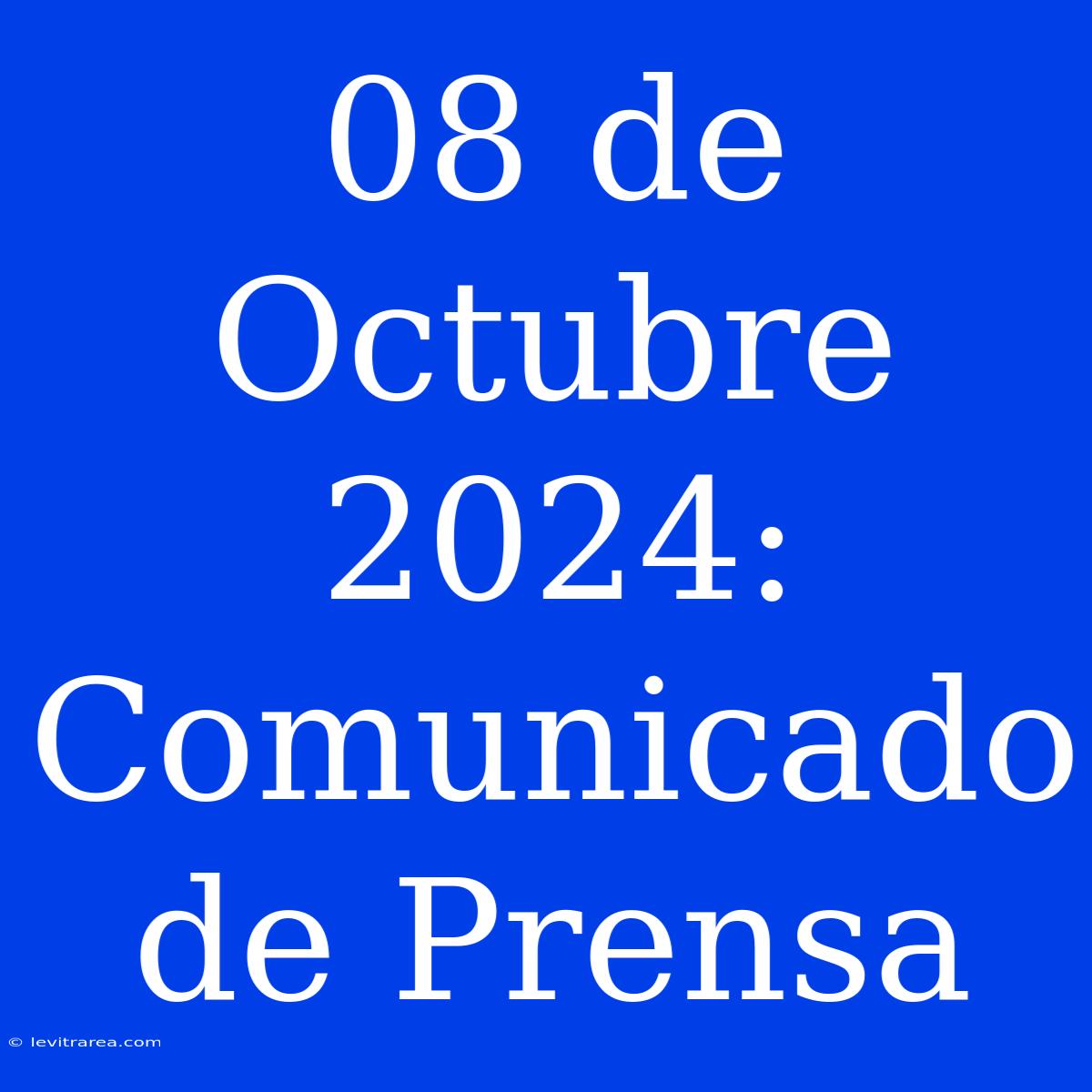 08 De Octubre 2024: Comunicado De Prensa