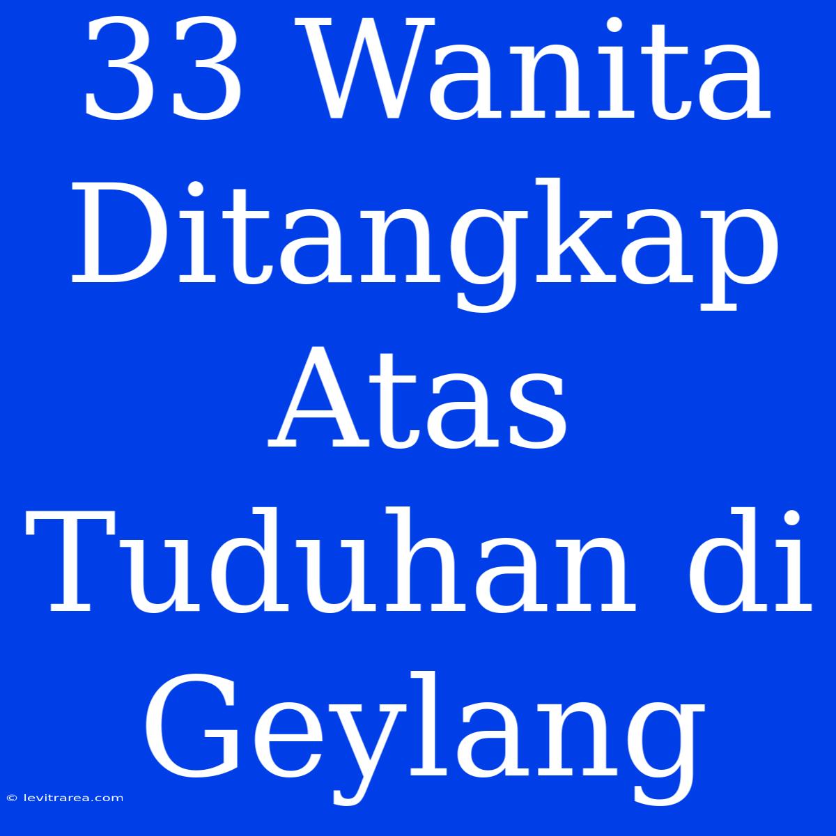 33 Wanita Ditangkap Atas Tuduhan Di Geylang