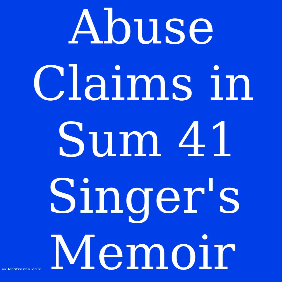 Abuse Claims In Sum 41 Singer's Memoir