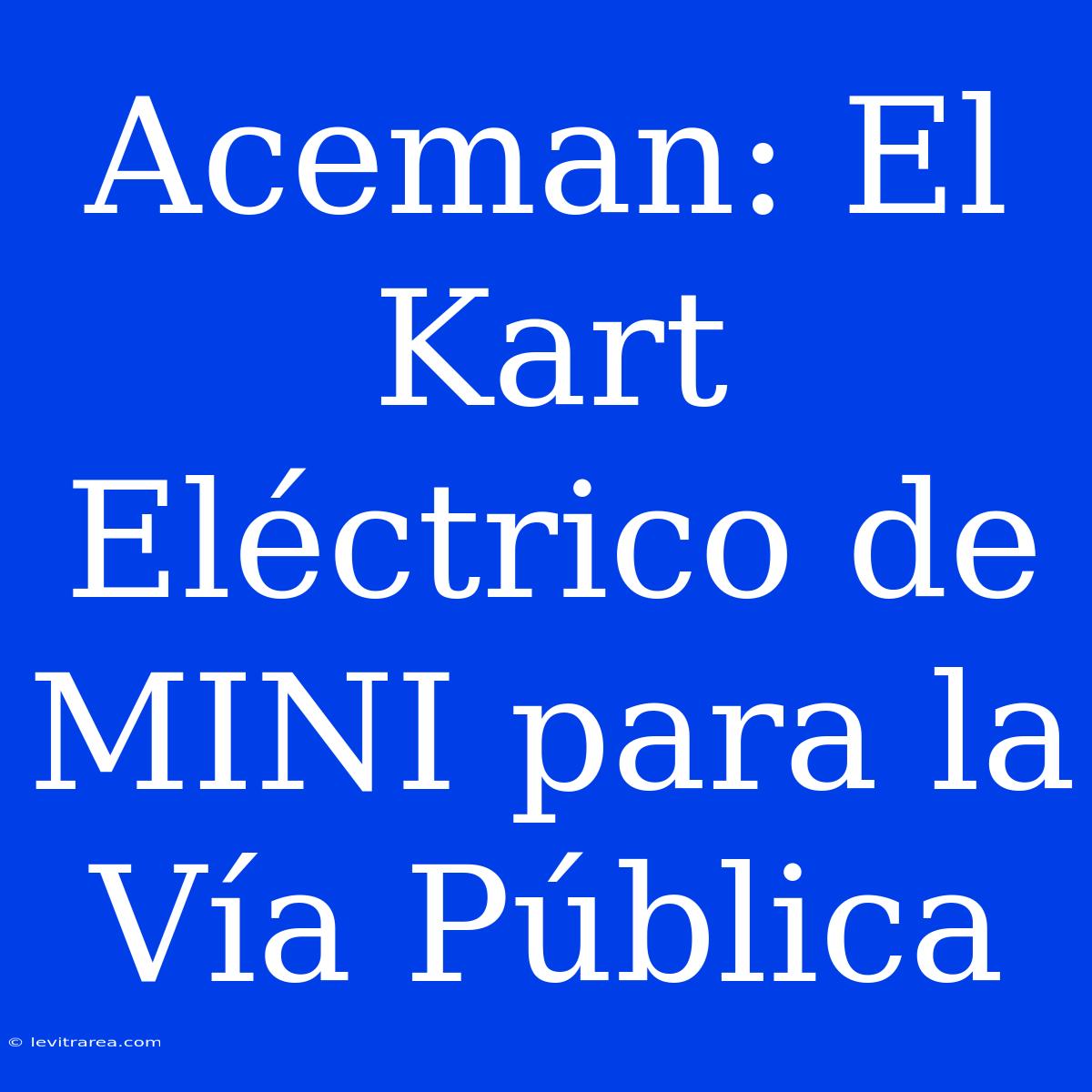 Aceman: El Kart Eléctrico De MINI Para La Vía Pública