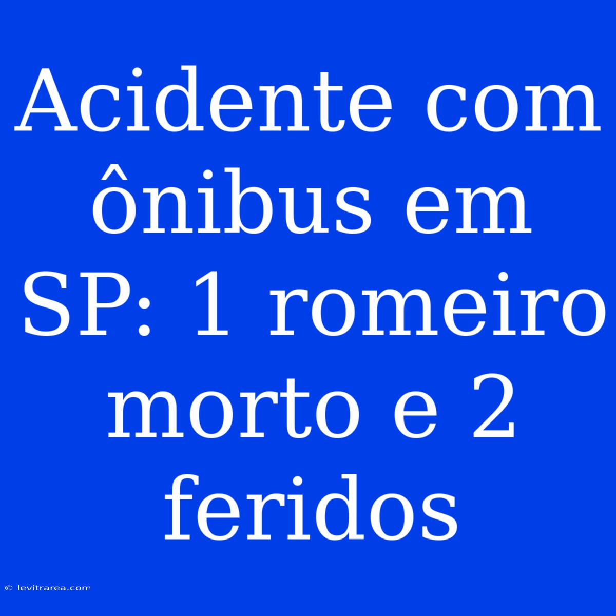 Acidente Com Ônibus Em SP: 1 Romeiro Morto E 2 Feridos 