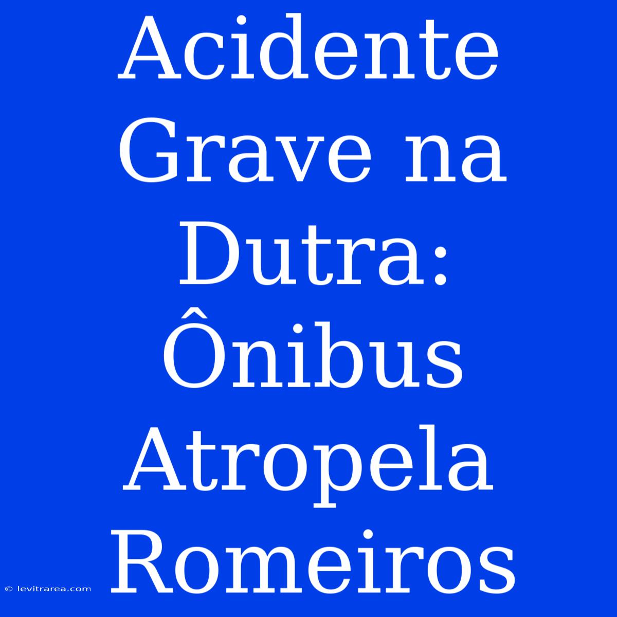 Acidente Grave Na Dutra: Ônibus Atropela Romeiros