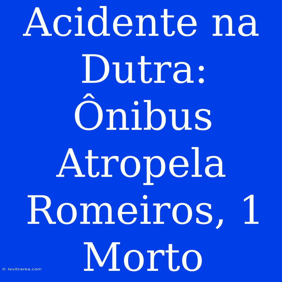 Acidente Na Dutra: Ônibus Atropela Romeiros, 1 Morto