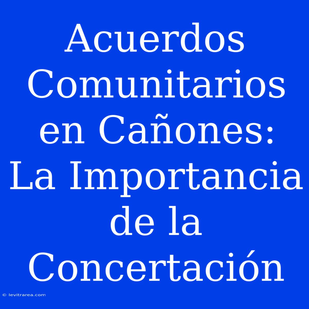 Acuerdos Comunitarios En Cañones: La Importancia De La Concertación