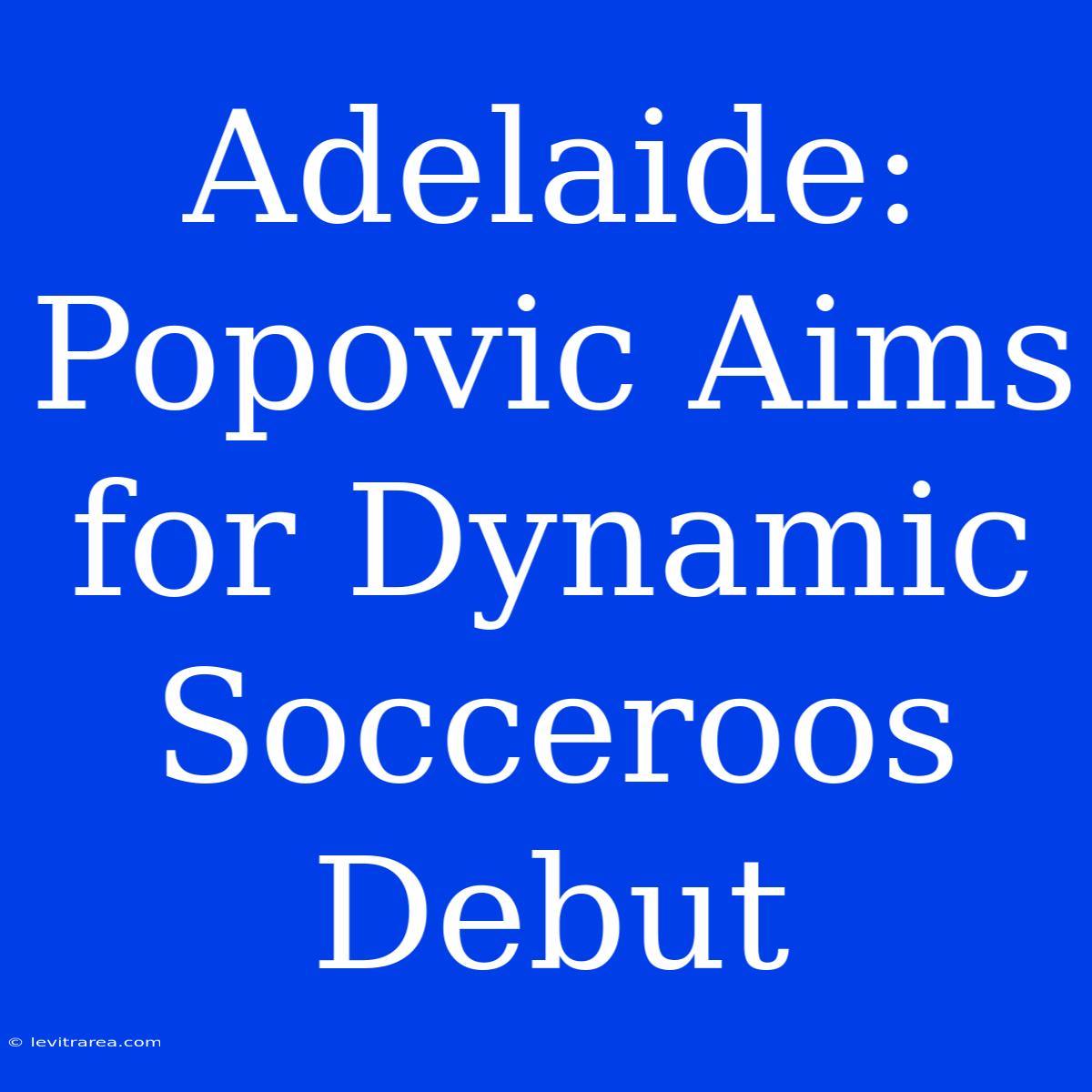 Adelaide: Popovic Aims For Dynamic Socceroos Debut