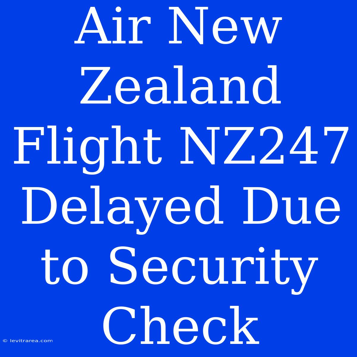 Air New Zealand Flight NZ247 Delayed Due To Security Check