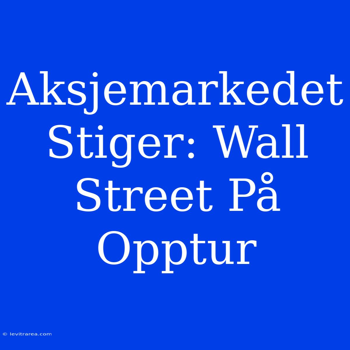 Aksjemarkedet Stiger: Wall Street På Opptur