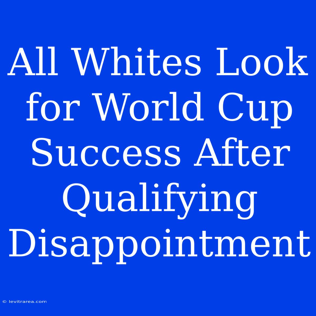 All Whites Look For World Cup Success After Qualifying Disappointment