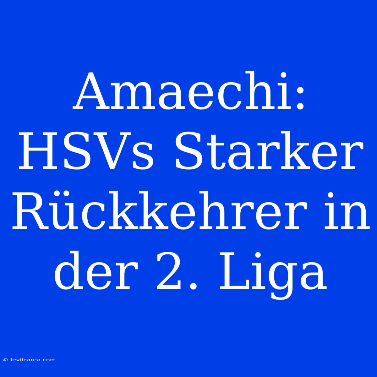 Amaechi: HSVs Starker Rückkehrer In Der 2. Liga