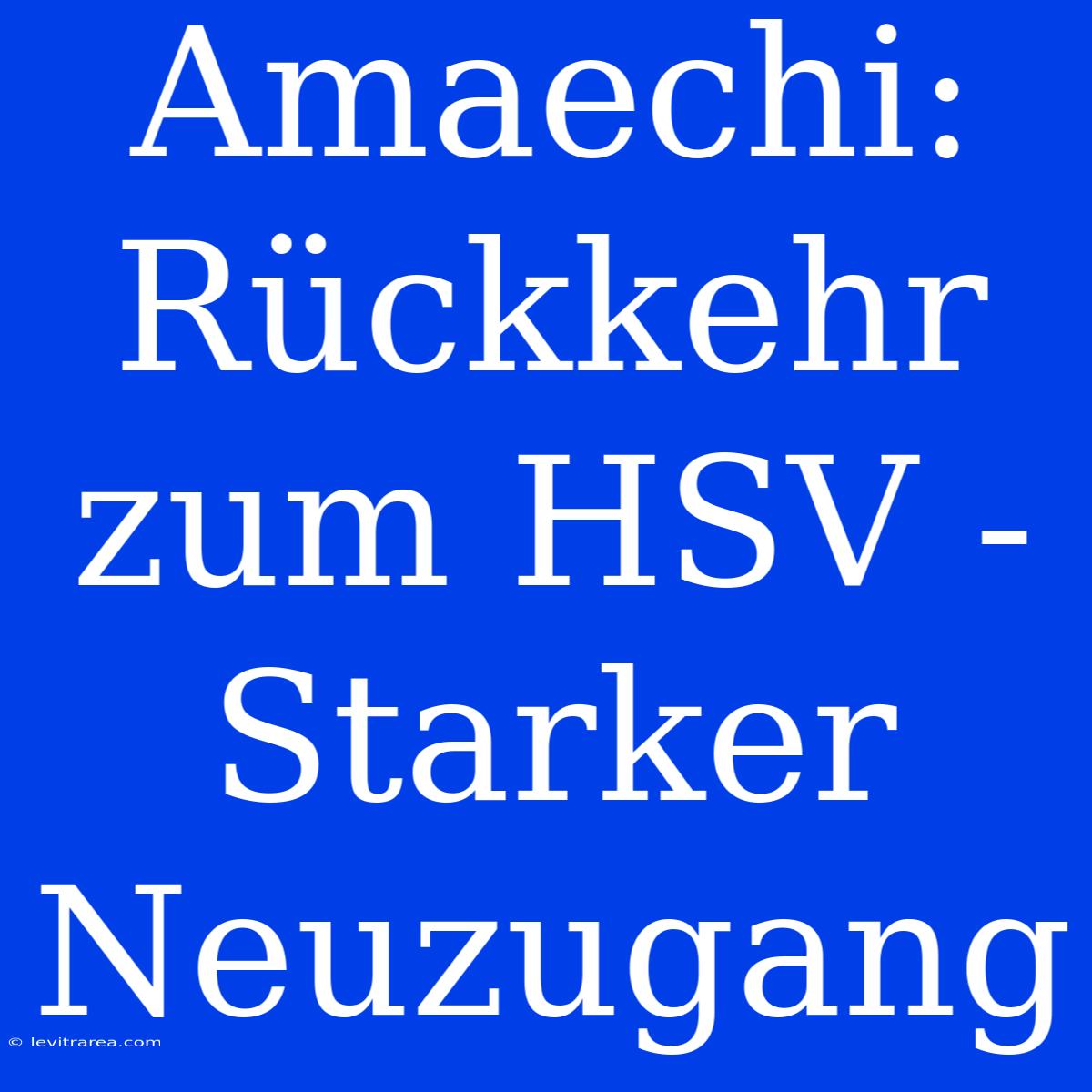 Amaechi: Rückkehr Zum HSV - Starker Neuzugang