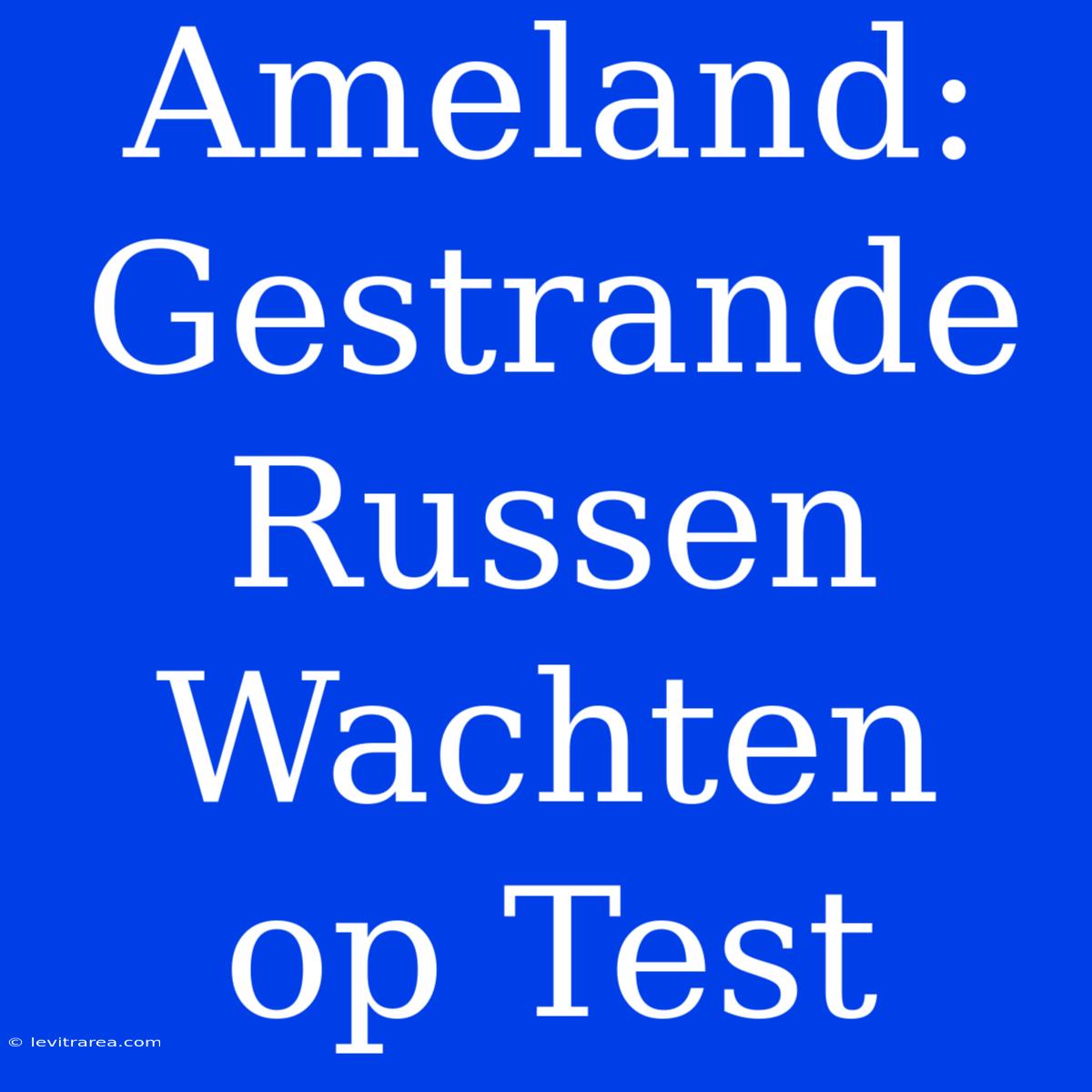 Ameland: Gestrande Russen Wachten Op Test