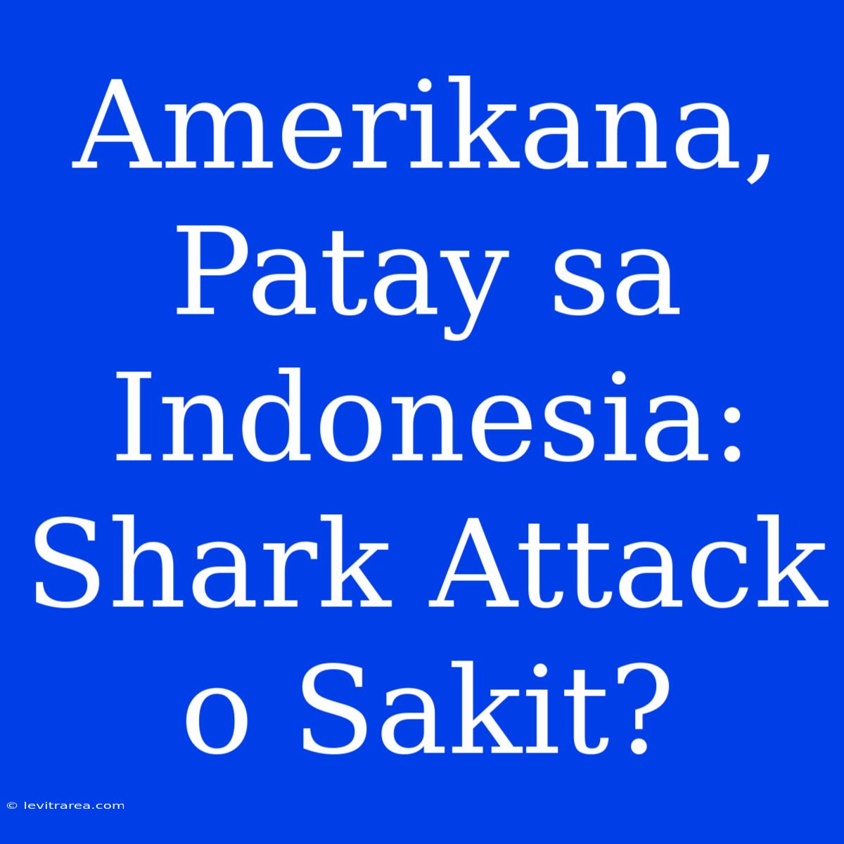 Amerikana, Patay Sa Indonesia: Shark Attack O Sakit?