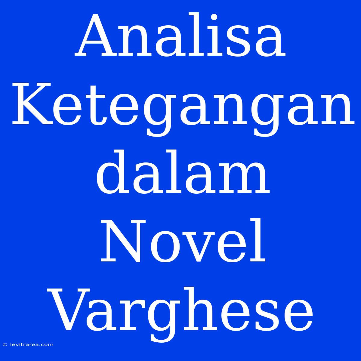 Analisa Ketegangan Dalam Novel Varghese