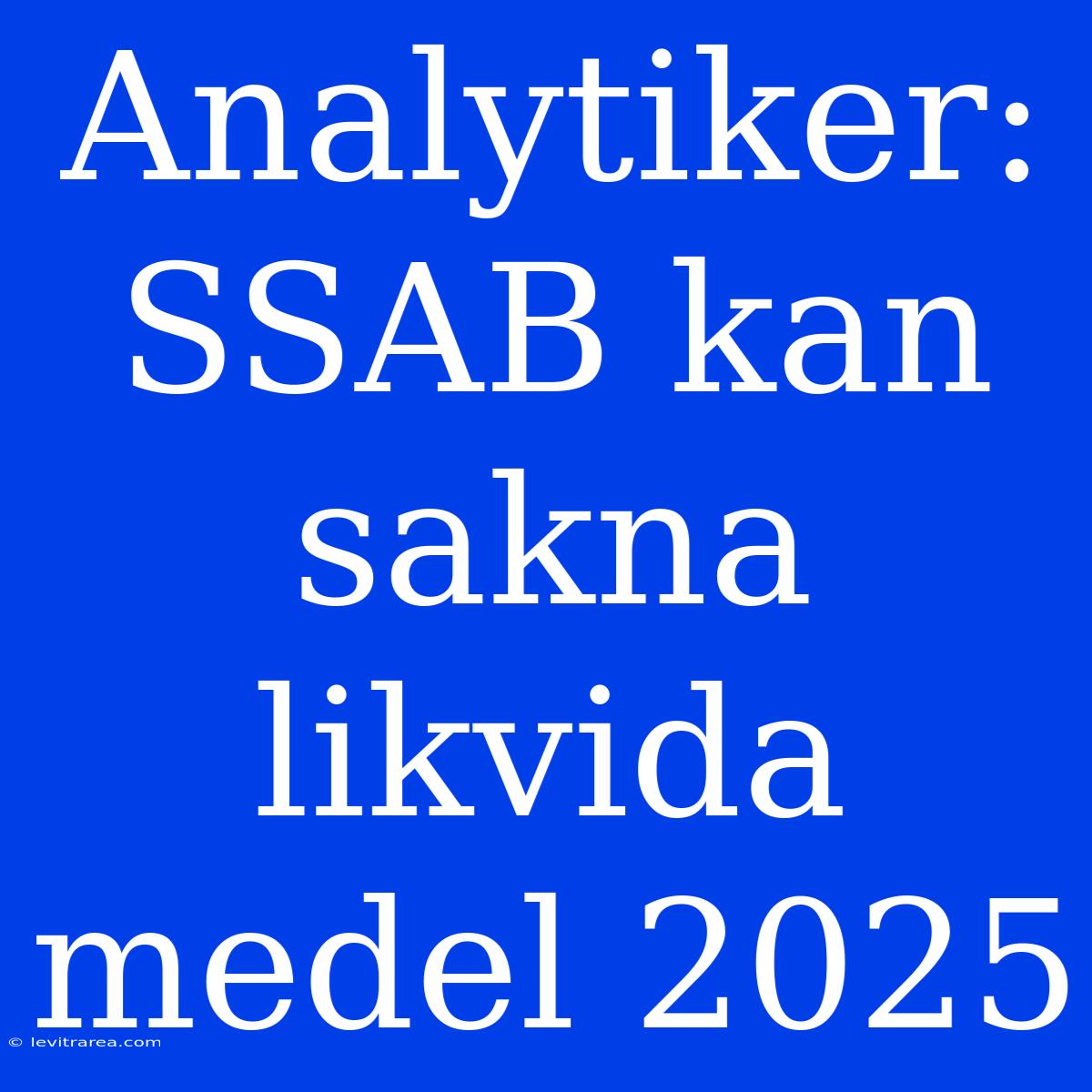 Analytiker: SSAB Kan Sakna Likvida Medel 2025