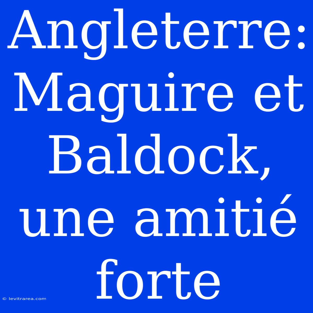 Angleterre: Maguire Et Baldock, Une Amitié Forte