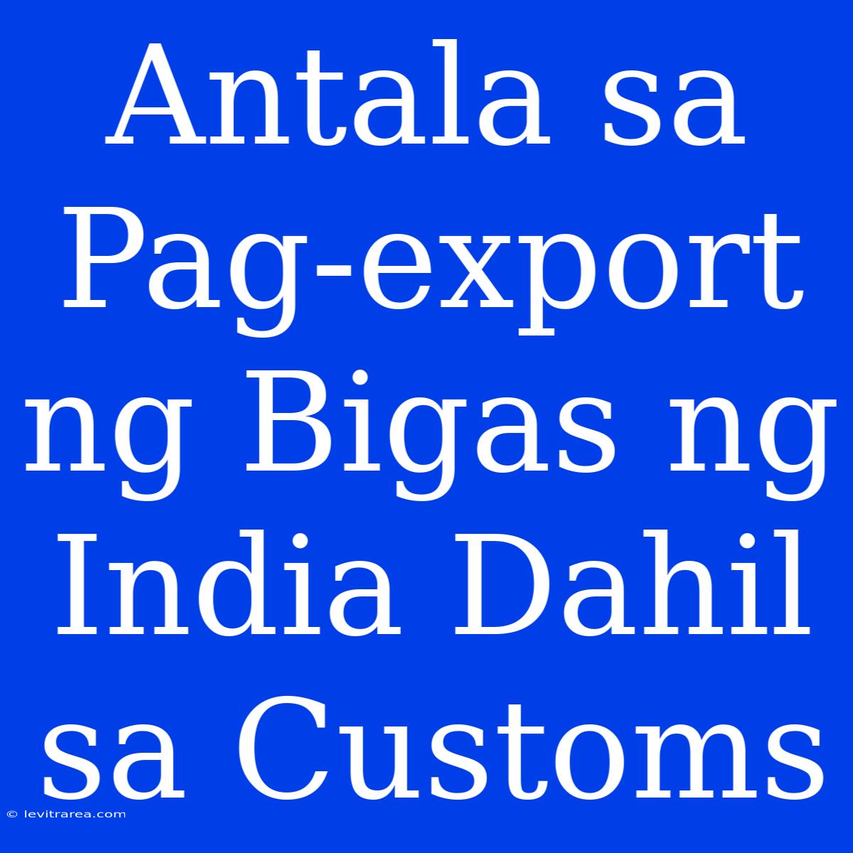 Antala Sa Pag-export Ng Bigas Ng India Dahil Sa Customs