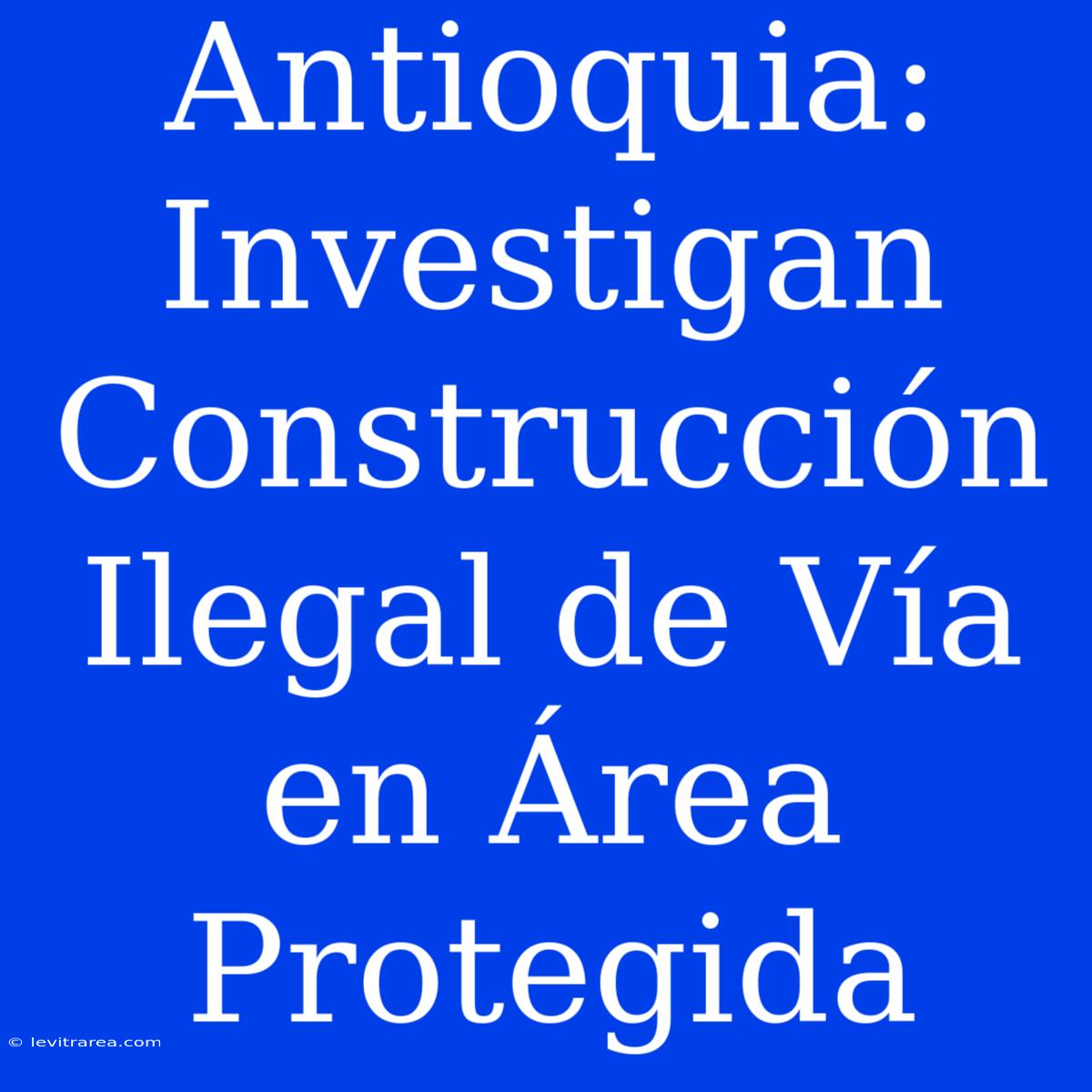 Antioquia: Investigan Construcción Ilegal De Vía En Área Protegida 