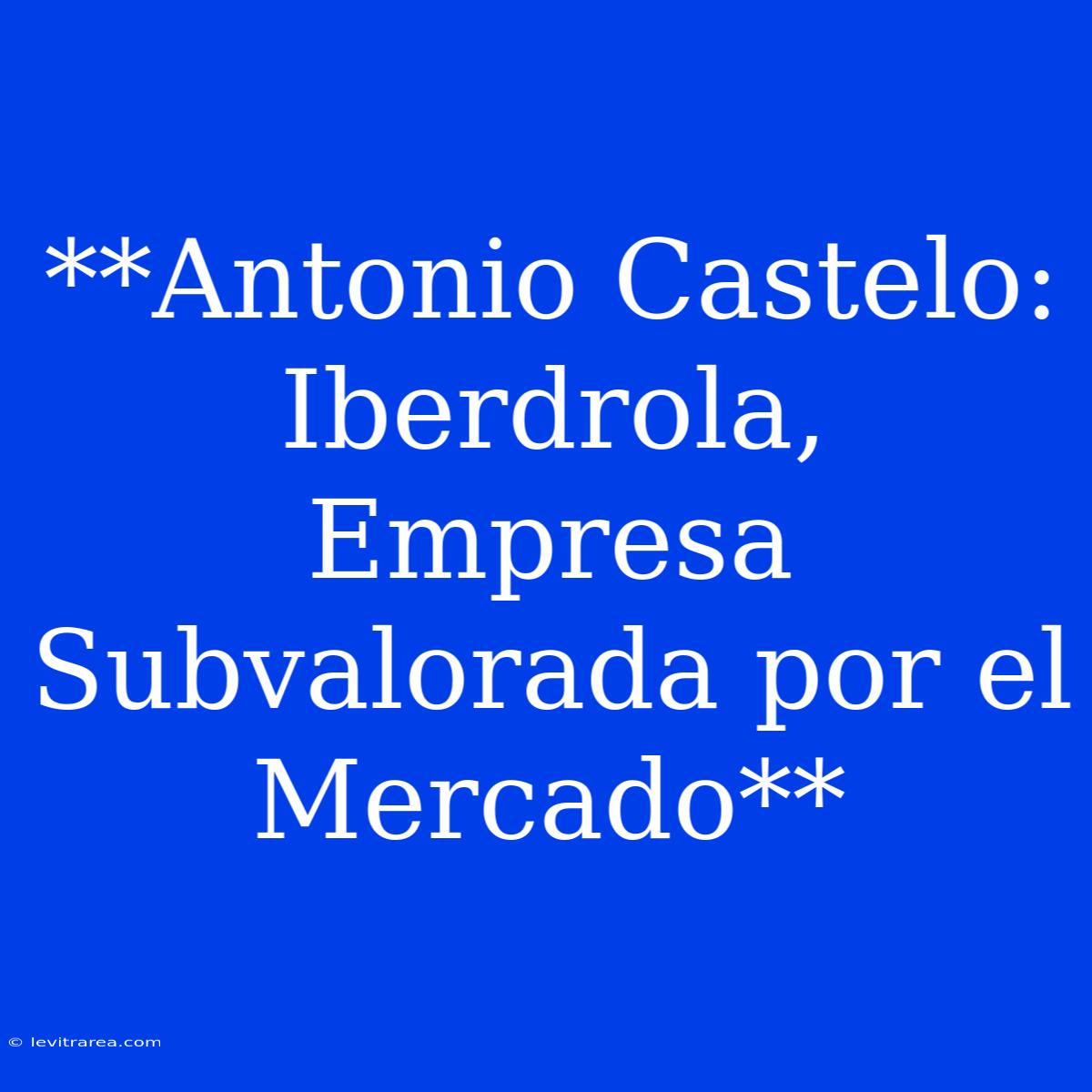 **Antonio Castelo: Iberdrola, Empresa Subvalorada Por El Mercado**