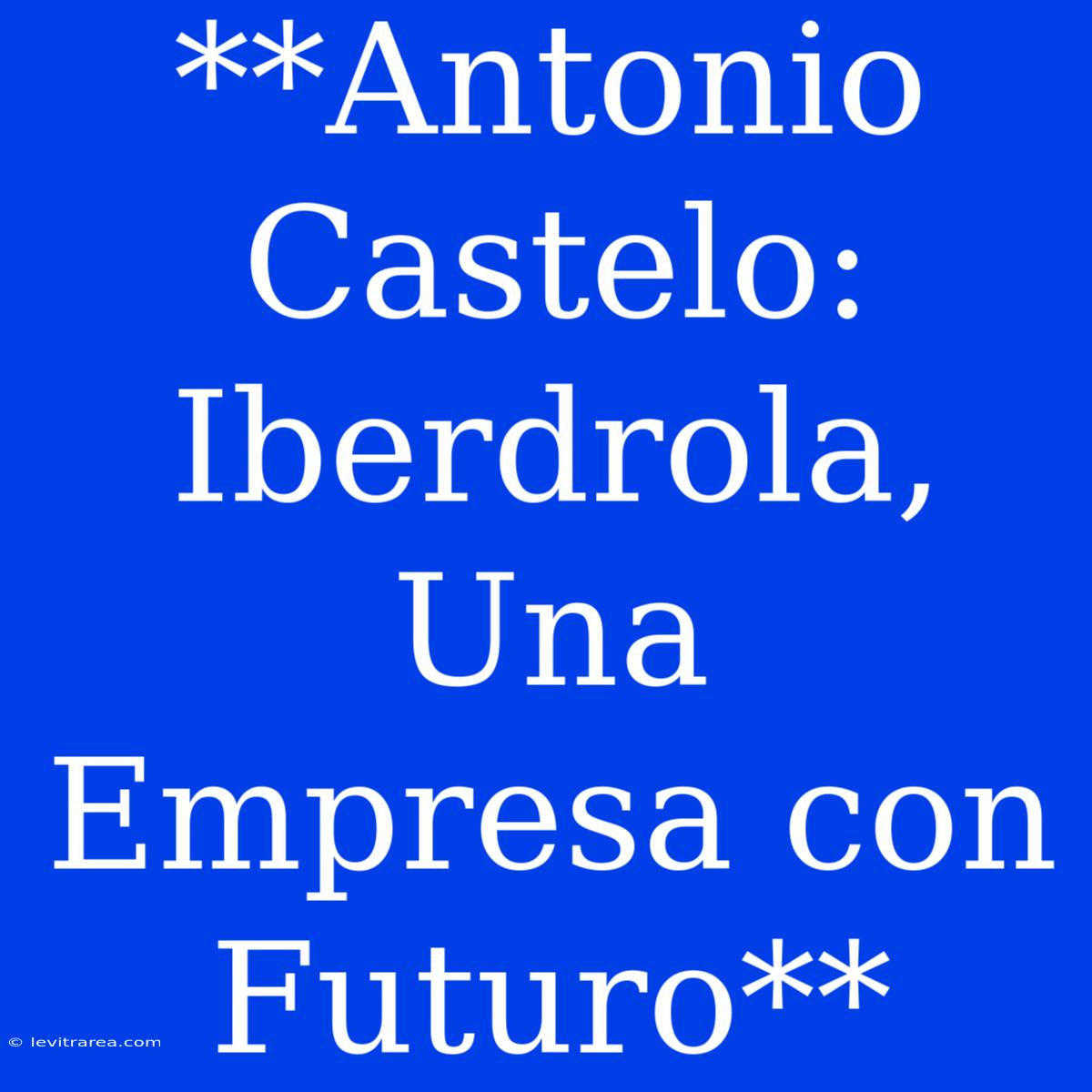 **Antonio Castelo: Iberdrola, Una Empresa Con Futuro** 