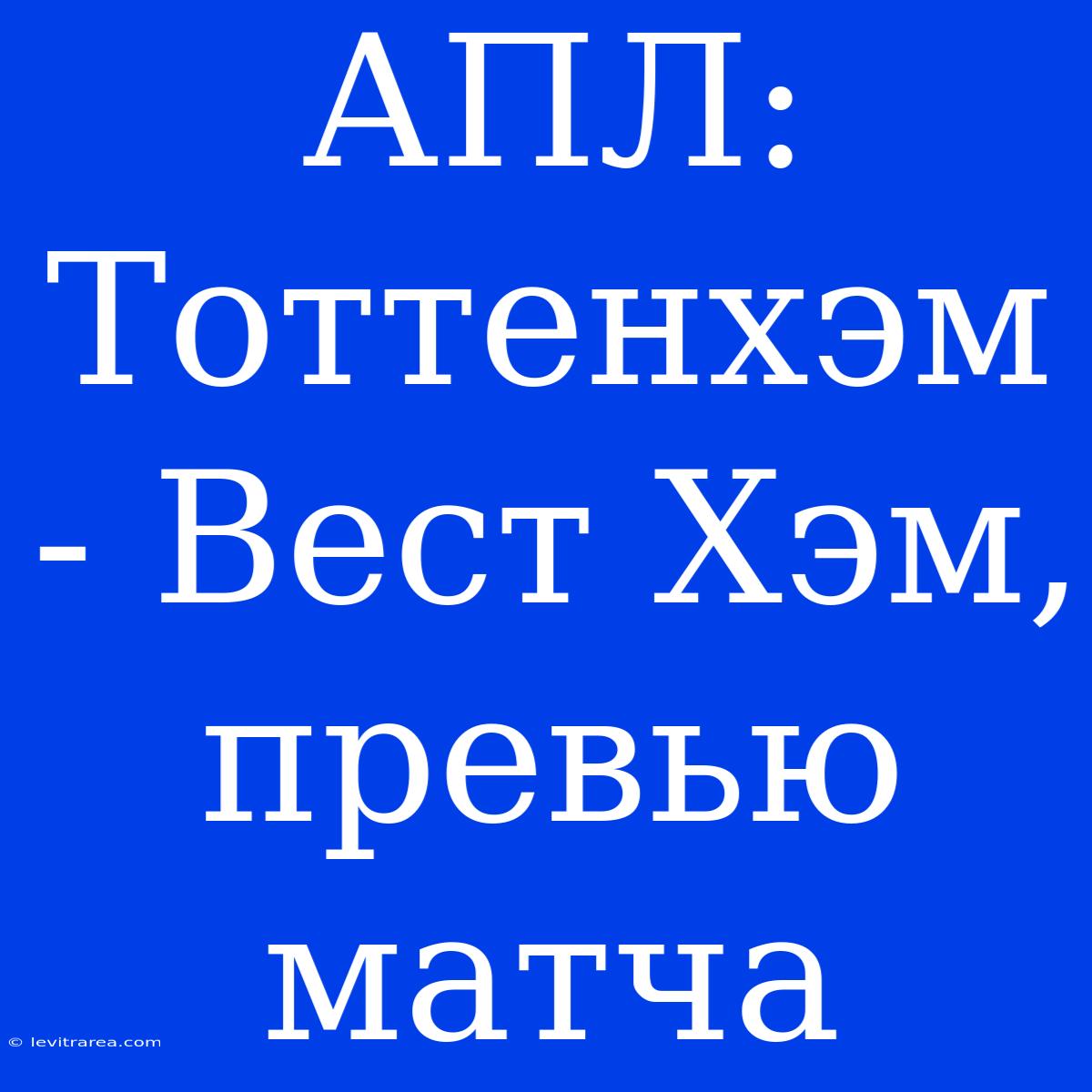 АПЛ: Тоттенхэм - Вест Хэм, Превью Матча