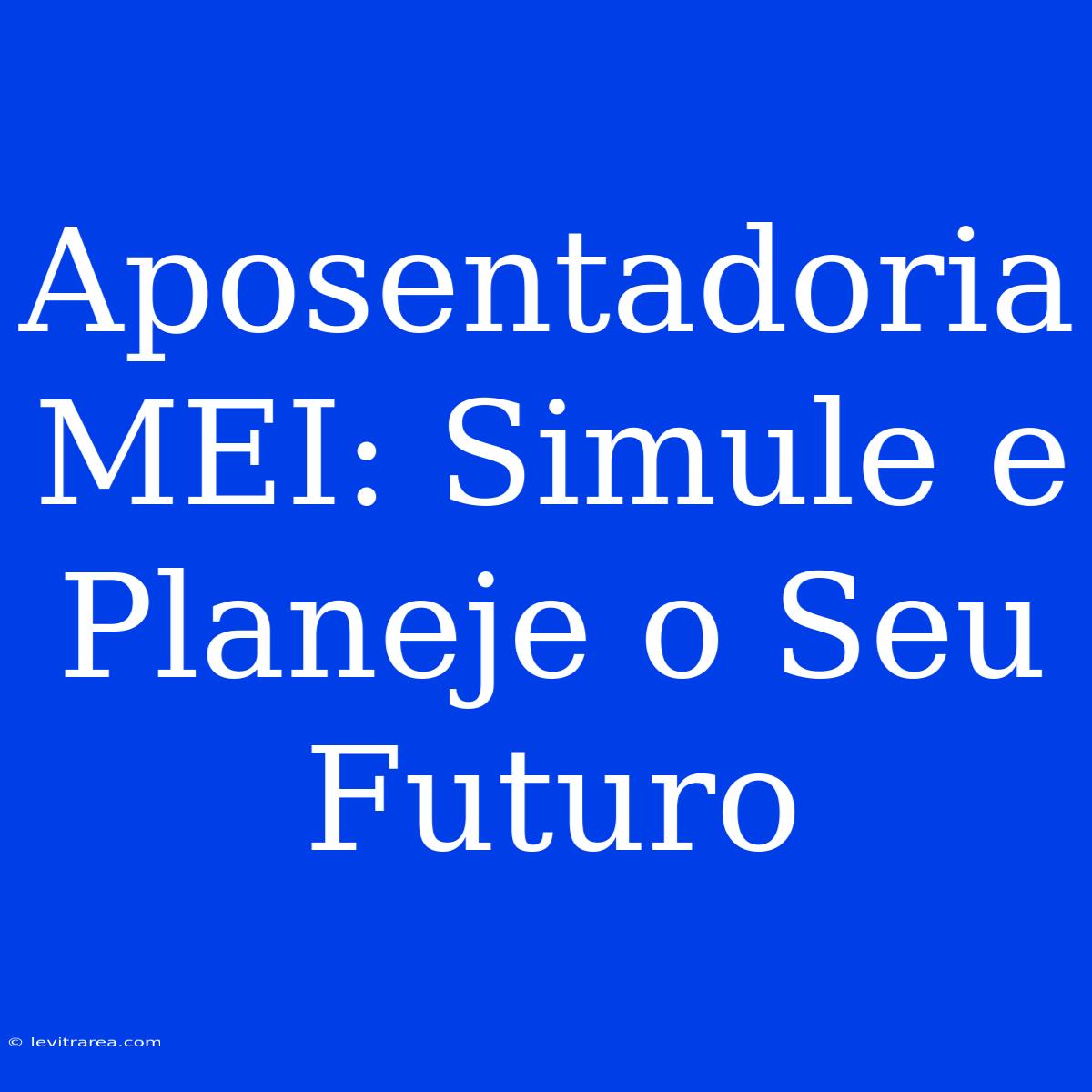 Aposentadoria MEI: Simule E Planeje O Seu Futuro