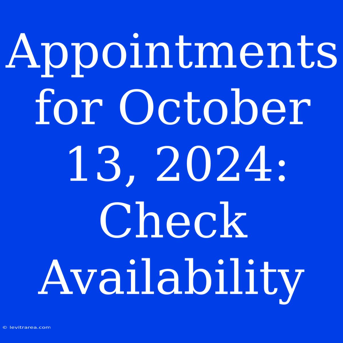 Appointments For October 13, 2024: Check Availability