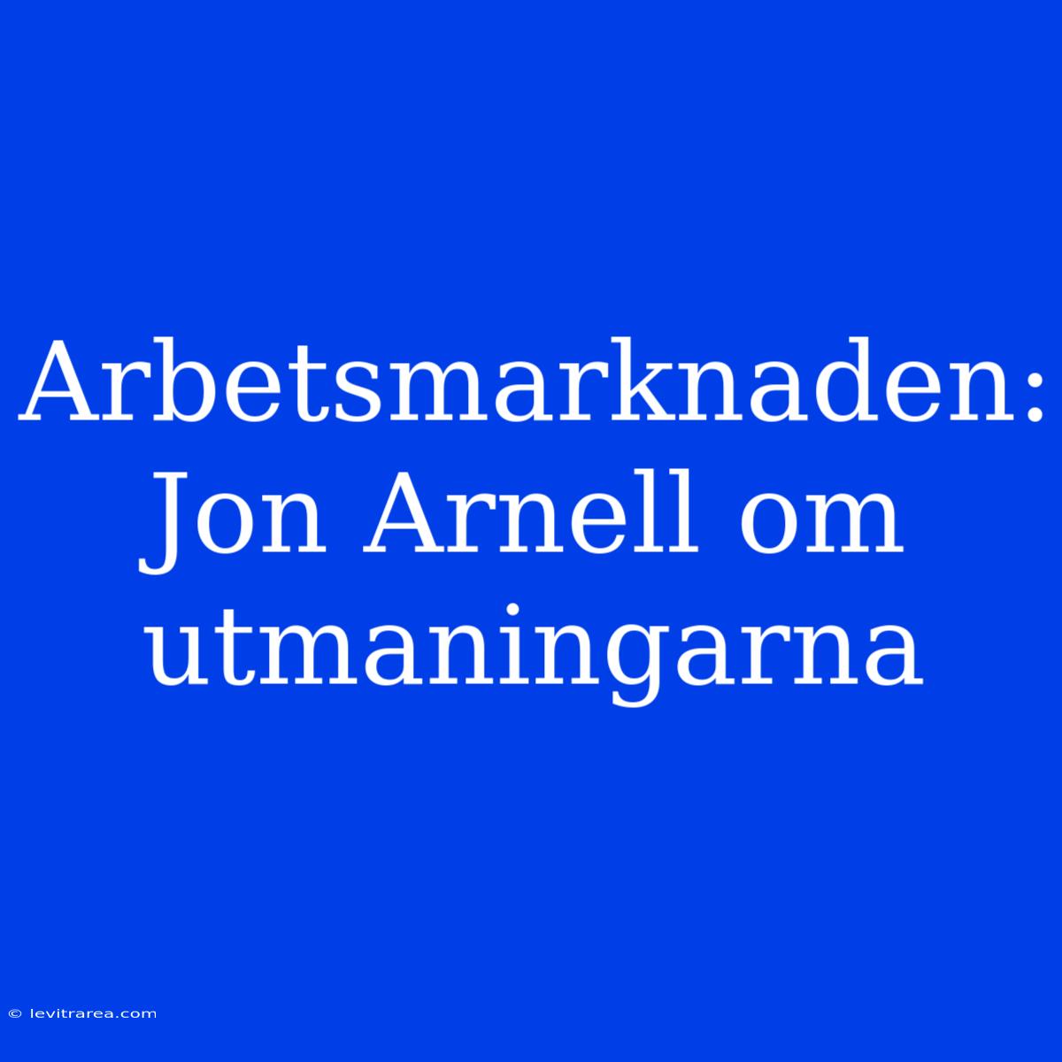 Arbetsmarknaden: Jon Arnell Om Utmaningarna