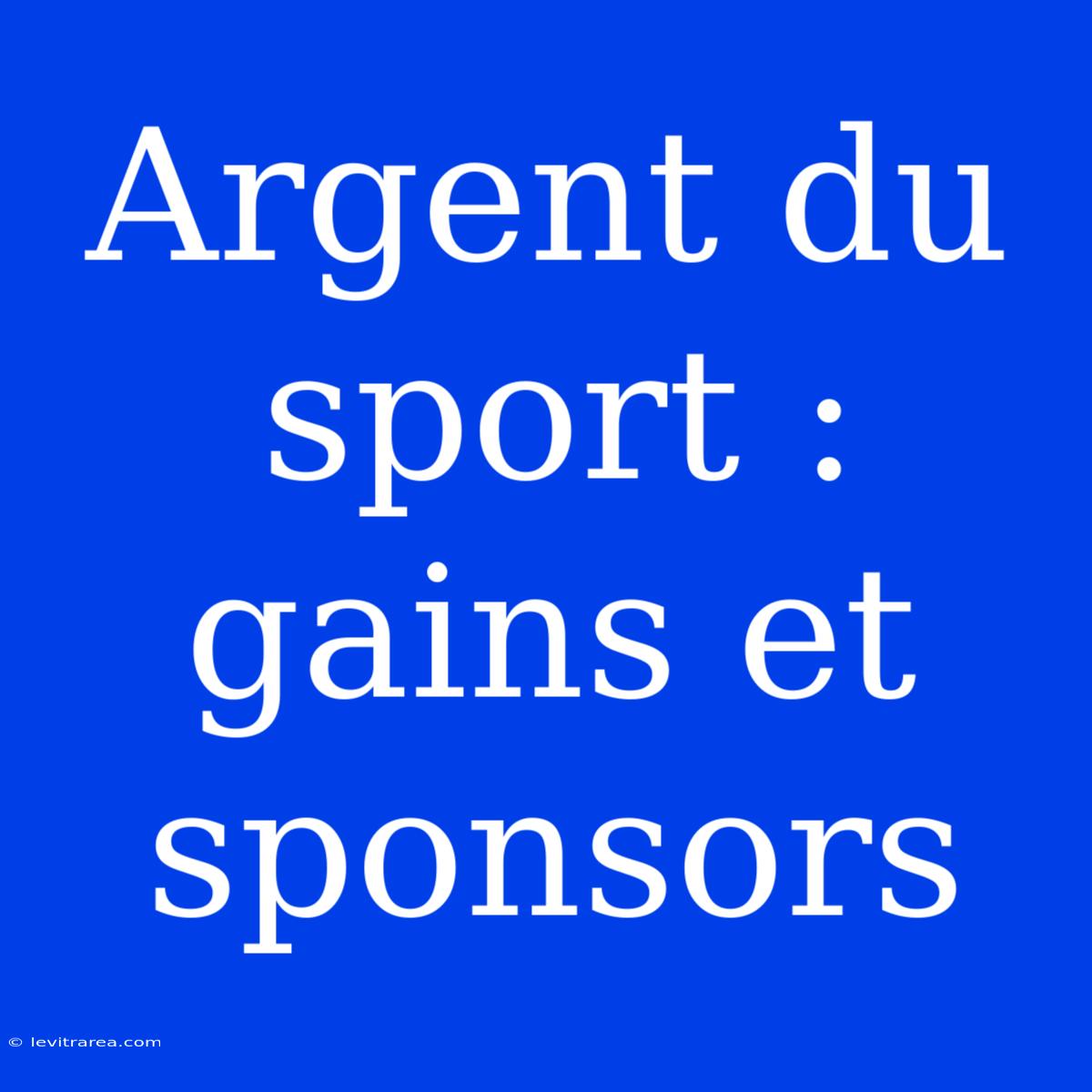 Argent Du Sport : Gains Et Sponsors