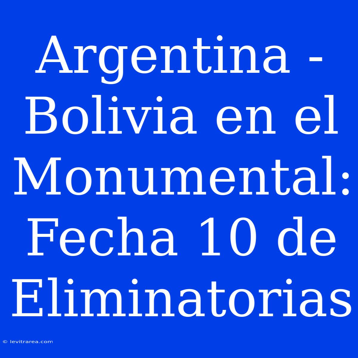 Argentina - Bolivia En El Monumental: Fecha 10 De Eliminatorias