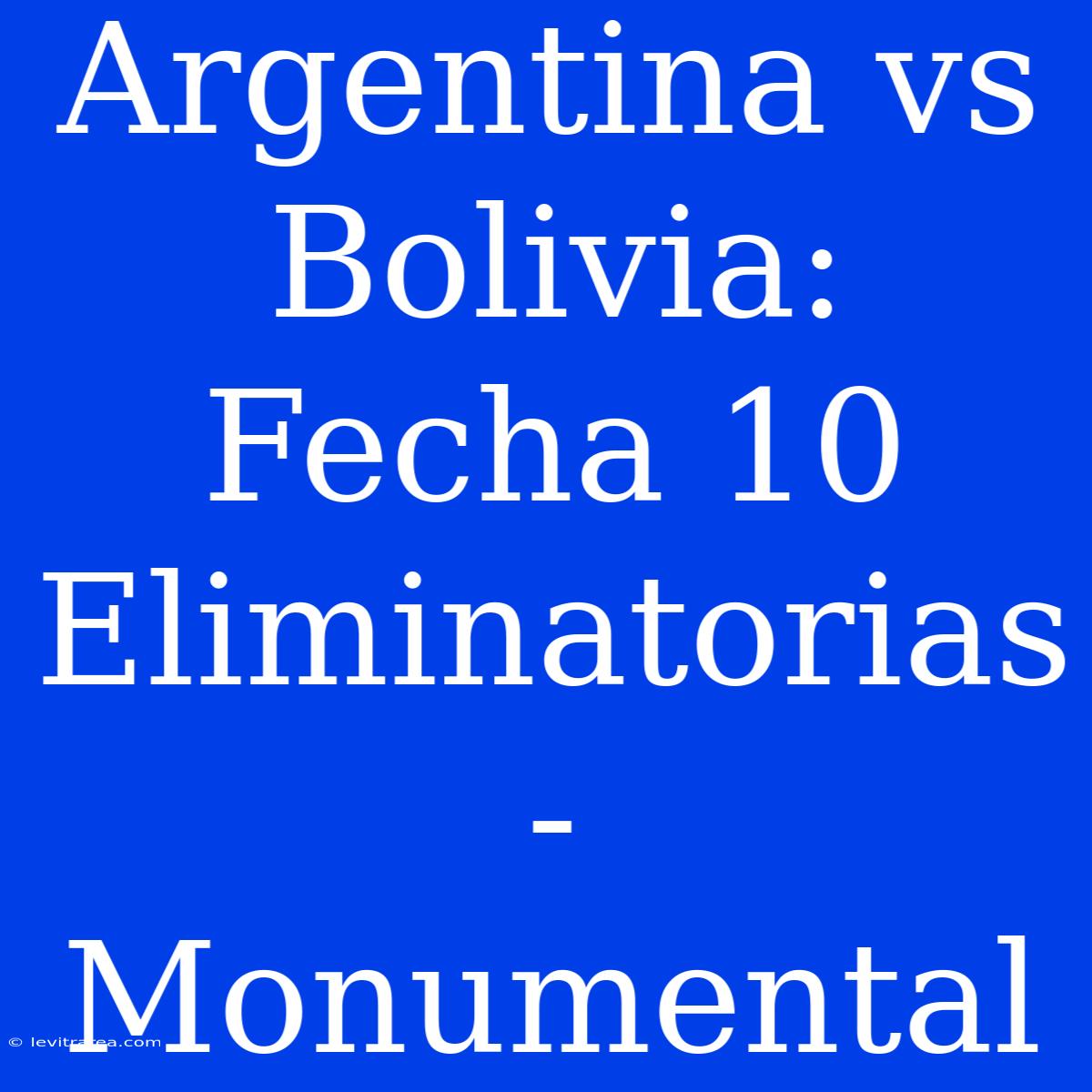 Argentina Vs Bolivia: Fecha 10 Eliminatorias - Monumental