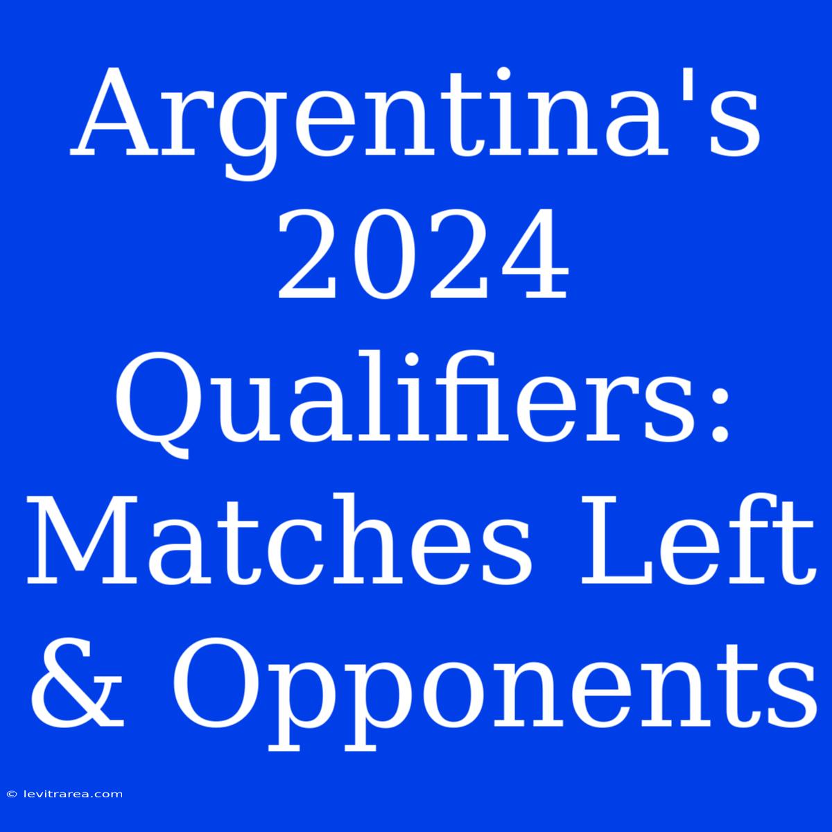 Argentina's 2024 Qualifiers: Matches Left & Opponents