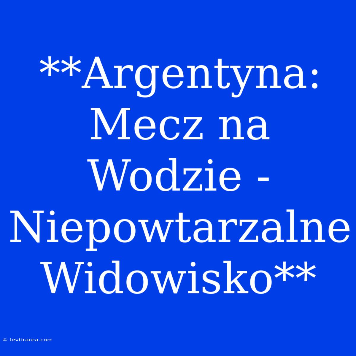 **Argentyna: Mecz Na Wodzie - Niepowtarzalne Widowisko**