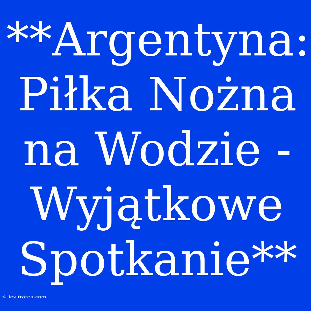 **Argentyna: Piłka Nożna Na Wodzie - Wyjątkowe Spotkanie**