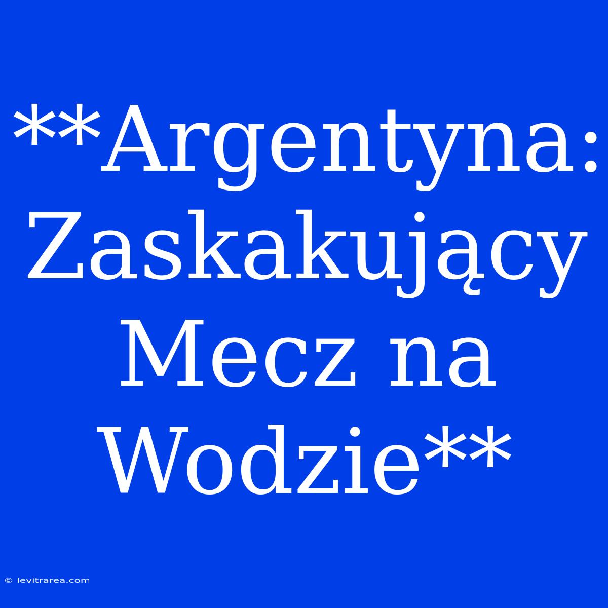 **Argentyna: Zaskakujący Mecz Na Wodzie**