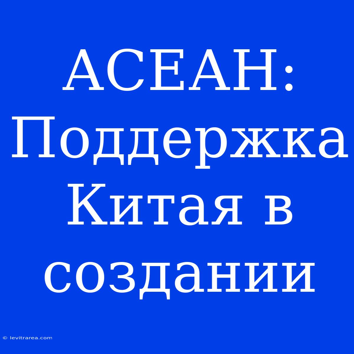 АСЕАН: Поддержка Китая В Создании