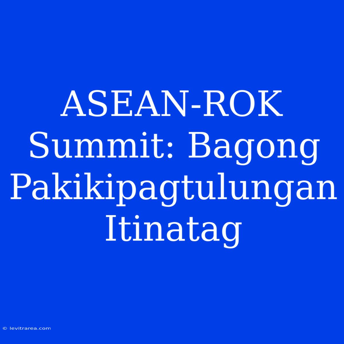 ASEAN-ROK Summit: Bagong Pakikipagtulungan Itinatag