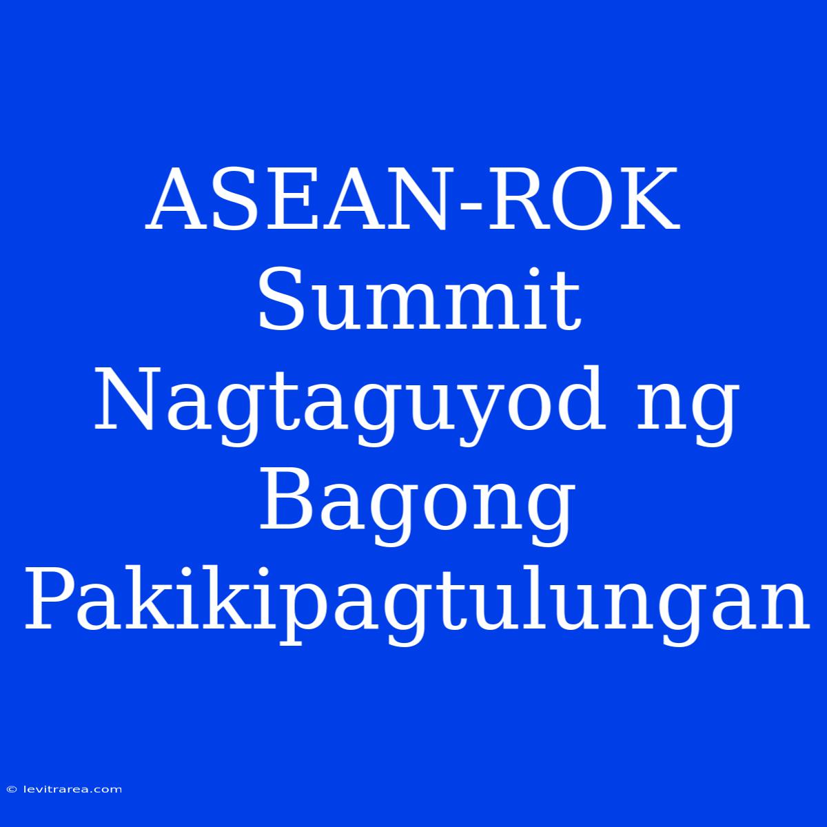 ASEAN-ROK Summit Nagtaguyod Ng Bagong Pakikipagtulungan