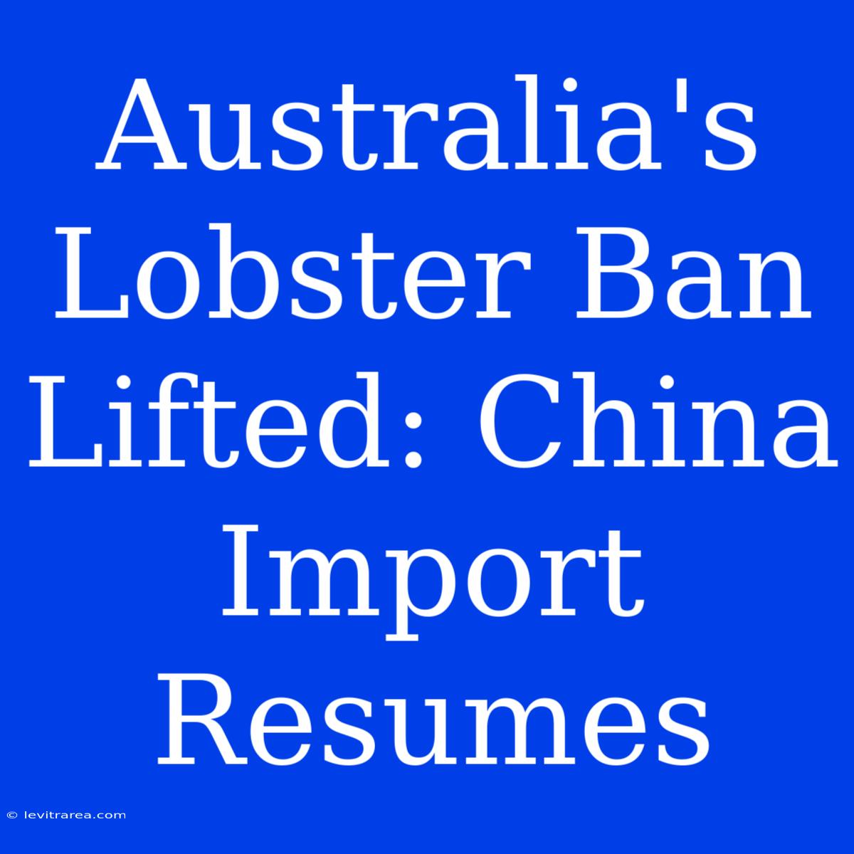 Australia's Lobster Ban Lifted: China Import Resumes