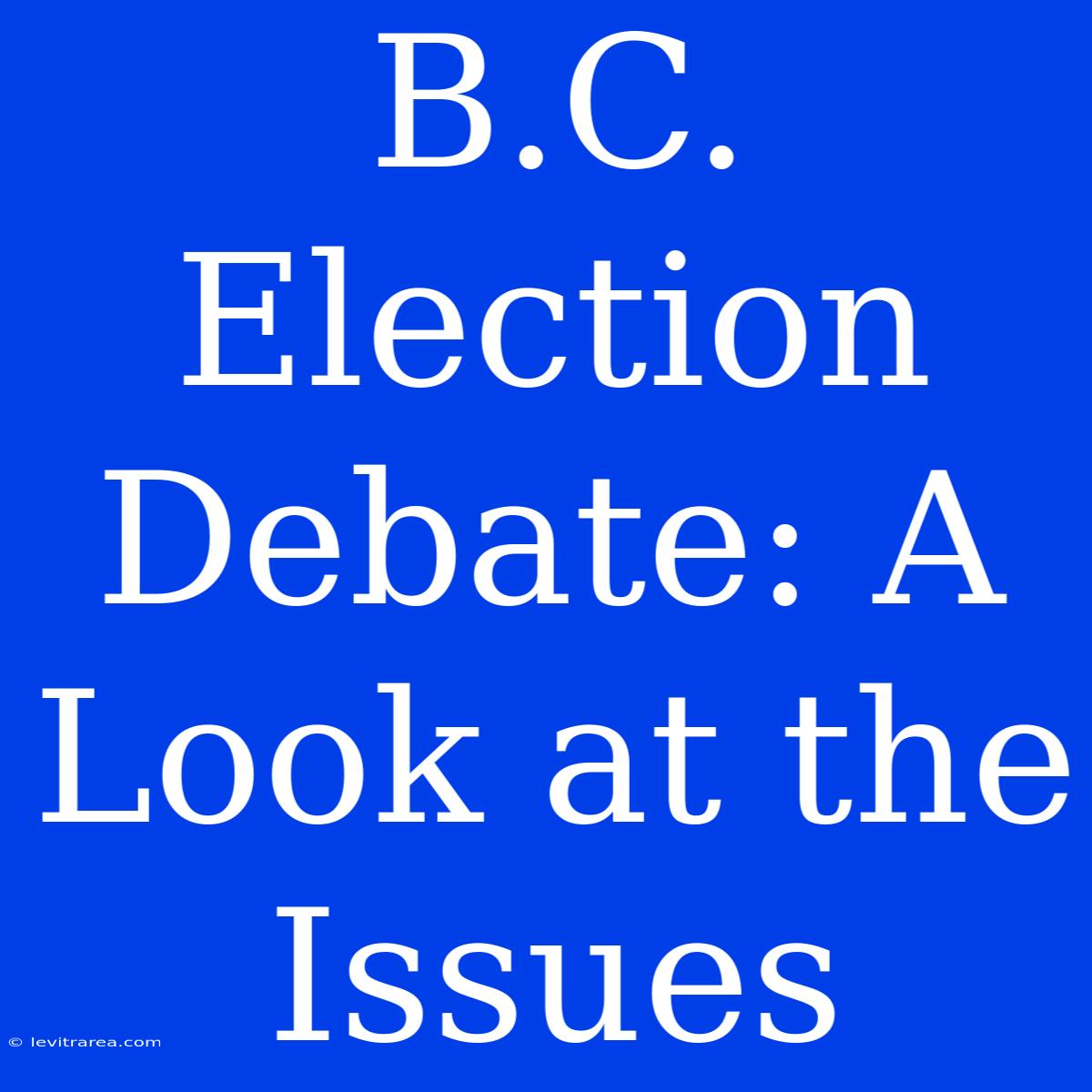 B.C. Election Debate: A Look At The Issues