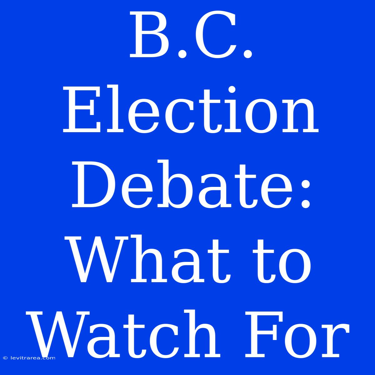 B.C. Election Debate: What To Watch For