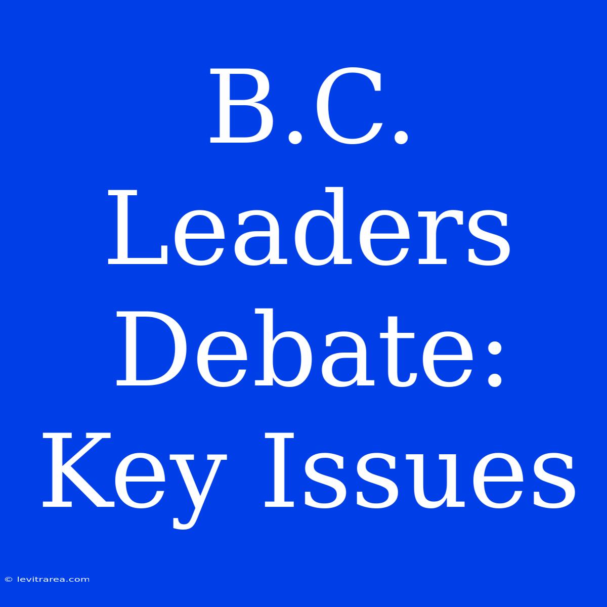 B.C. Leaders Debate: Key Issues