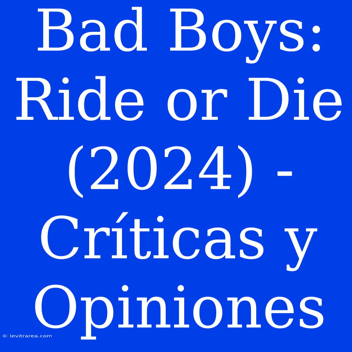 Bad Boys: Ride Or Die (2024) - Críticas Y Opiniones