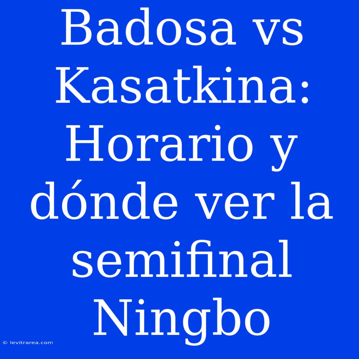 Badosa Vs Kasatkina: Horario Y Dónde Ver La Semifinal Ningbo