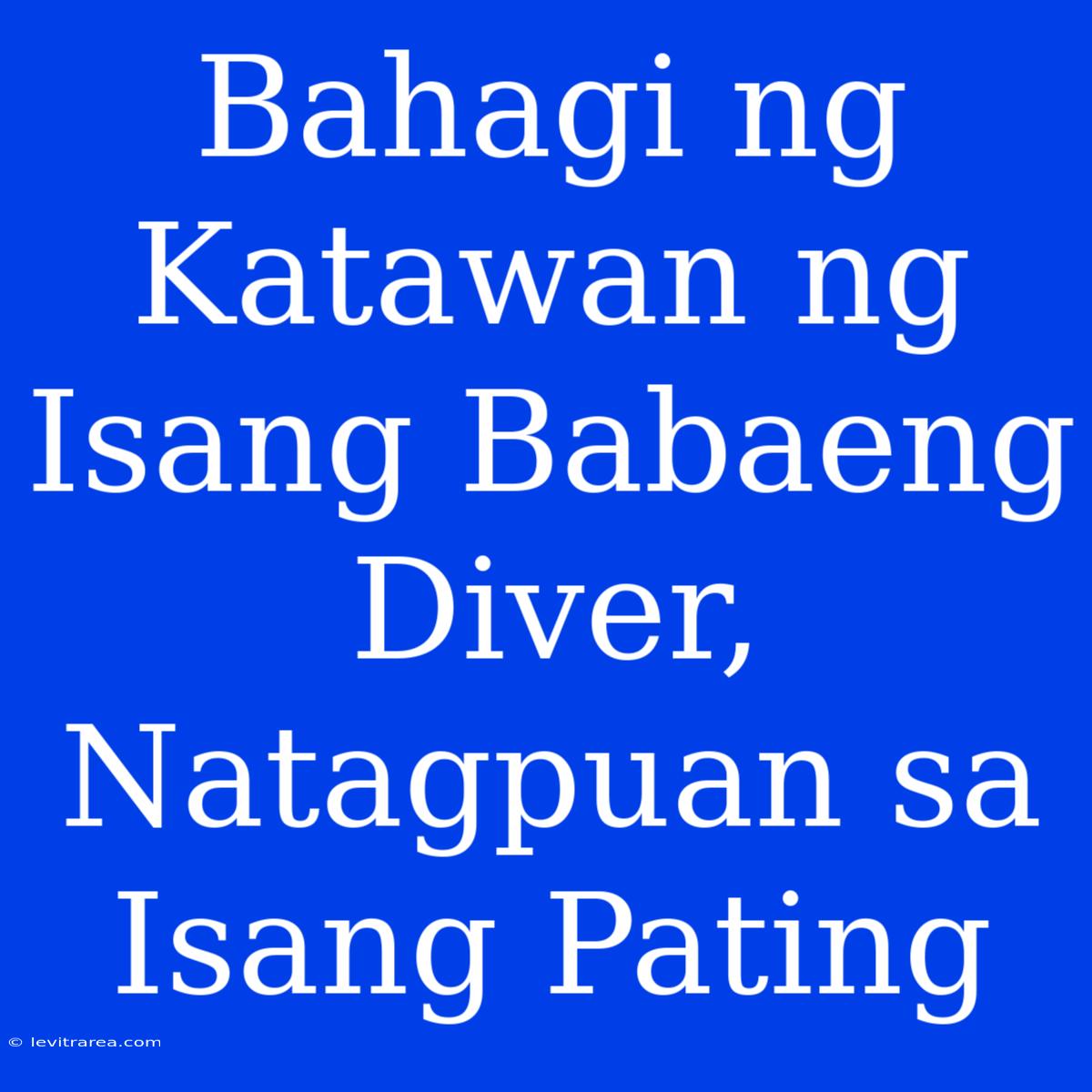 Bahagi Ng Katawan Ng Isang Babaeng Diver, Natagpuan Sa Isang Pating