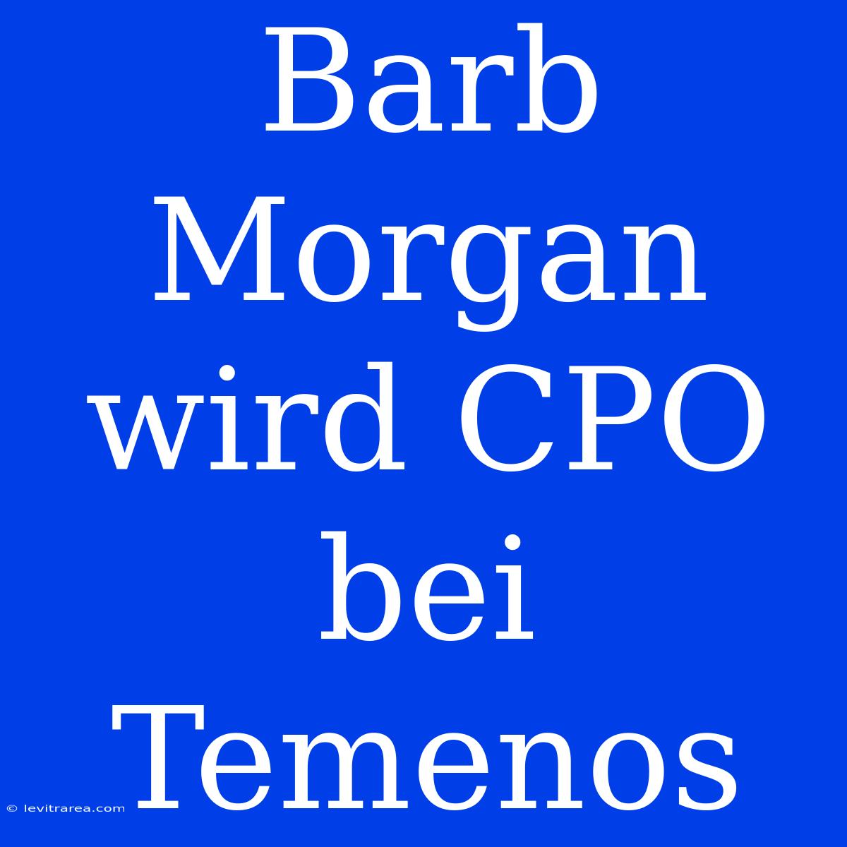 Barb Morgan Wird CPO Bei Temenos