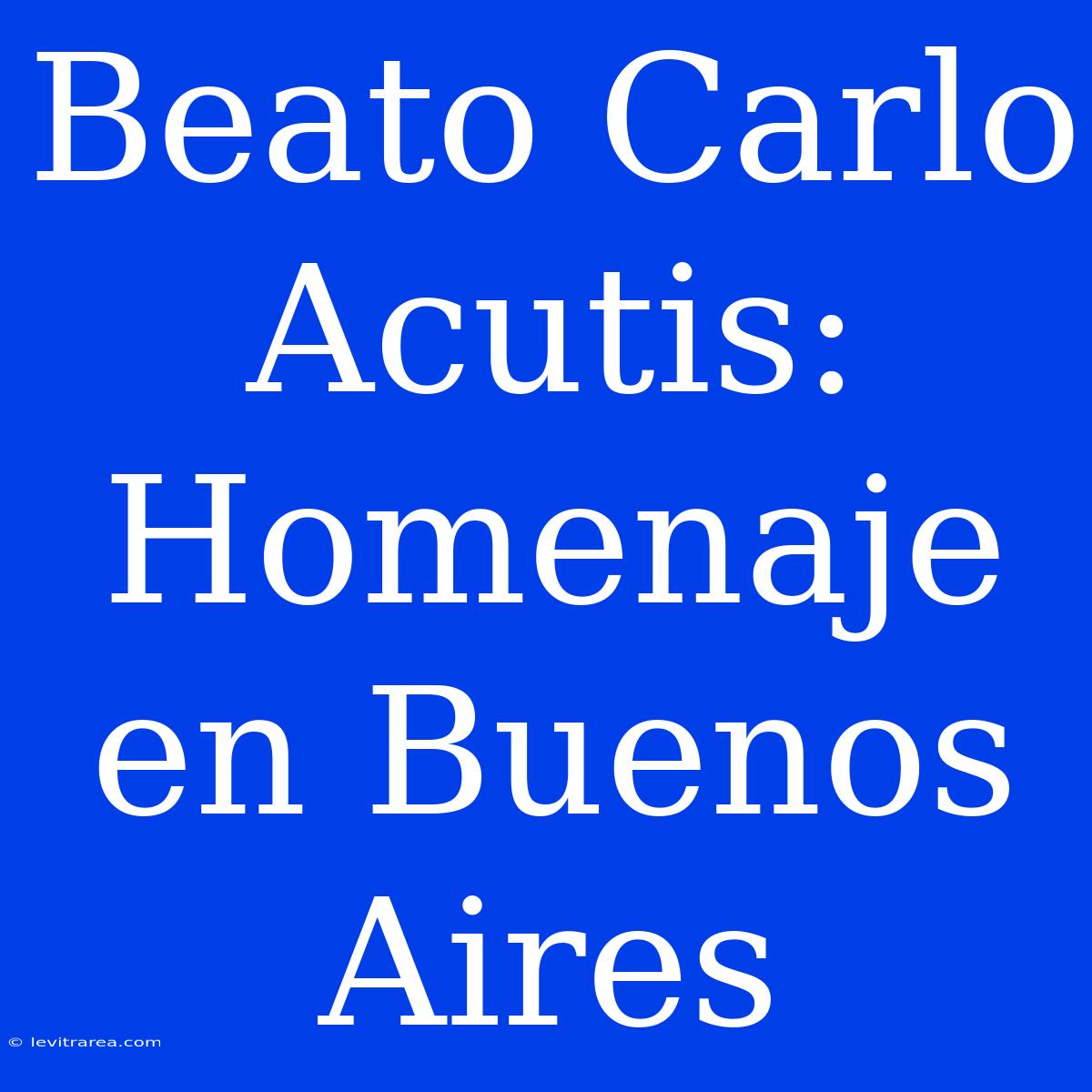 Beato Carlo Acutis: Homenaje En Buenos Aires