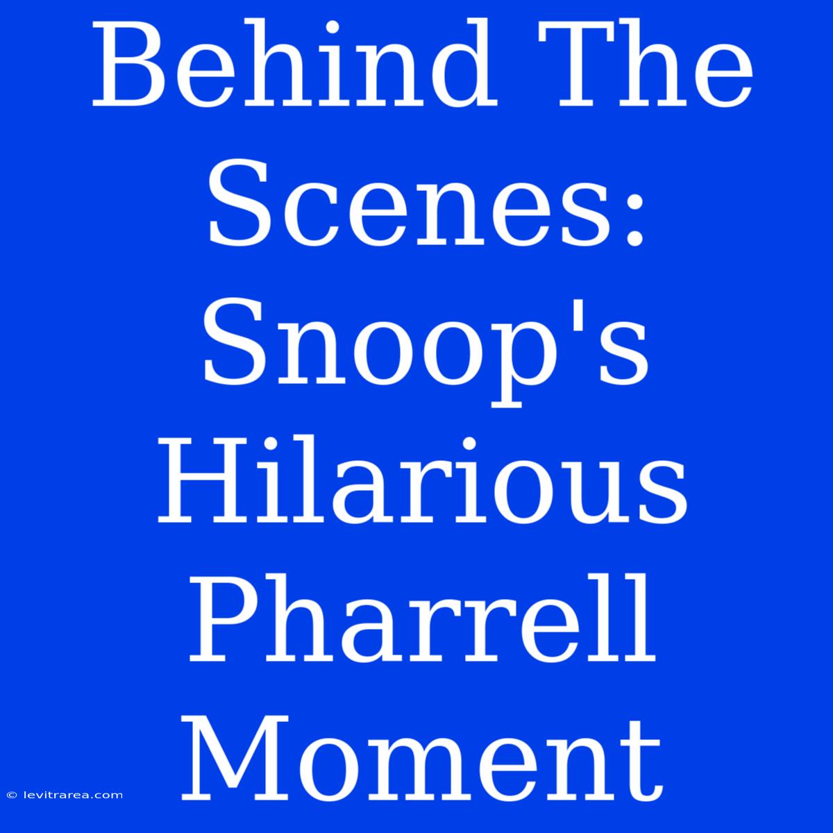 Behind The Scenes: Snoop's Hilarious Pharrell Moment