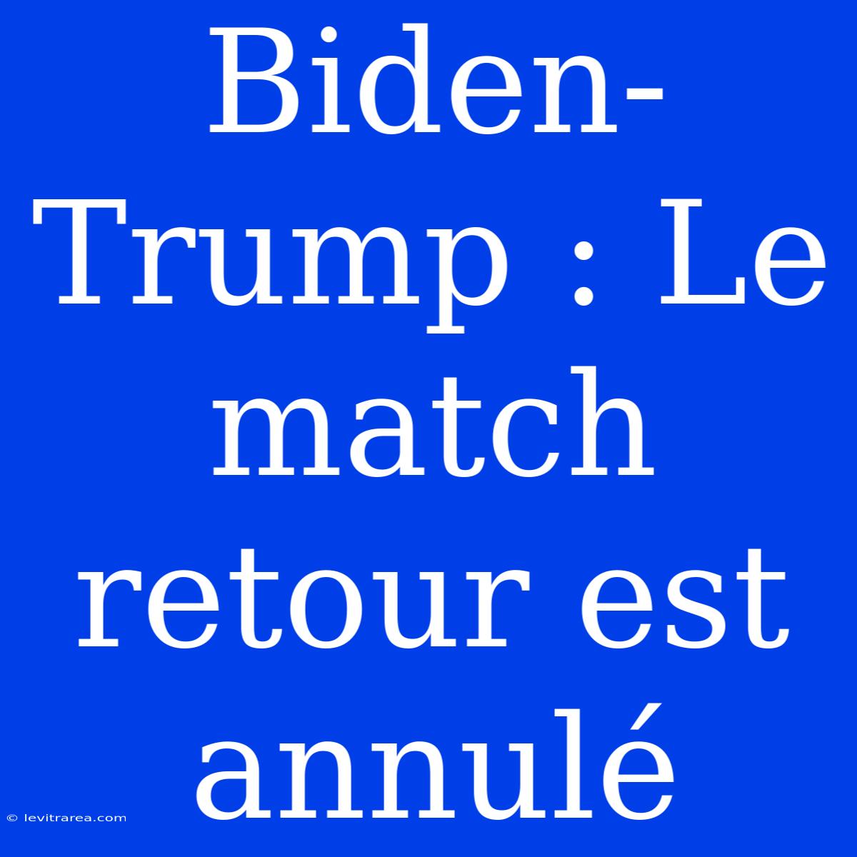 Biden-Trump : Le Match Retour Est Annulé