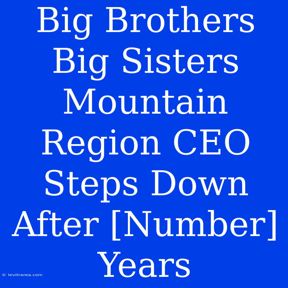 Big Brothers Big Sisters Mountain Region CEO Steps Down After [Number] Years 