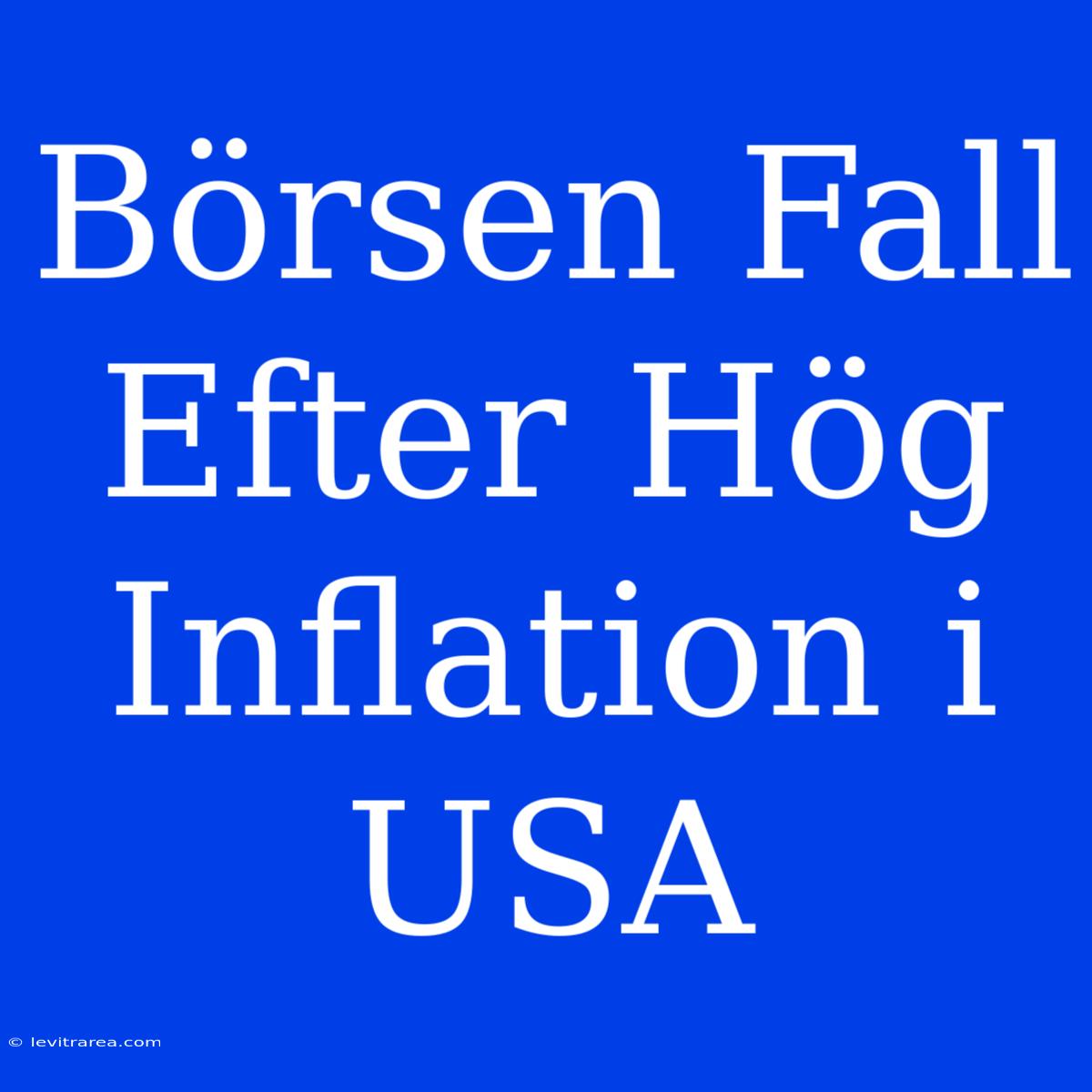 Börsen Fall Efter Hög Inflation I USA